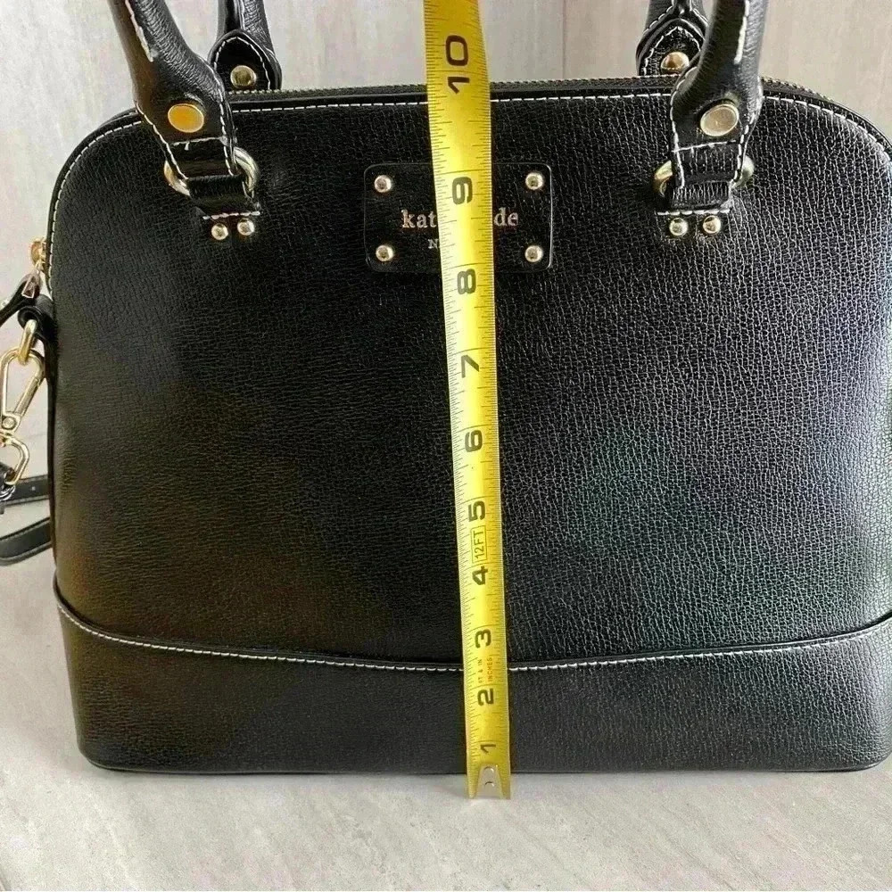 Kate Spade Black Leather Wellesley Rachelle Dome Satchel - Picture 11 of 13